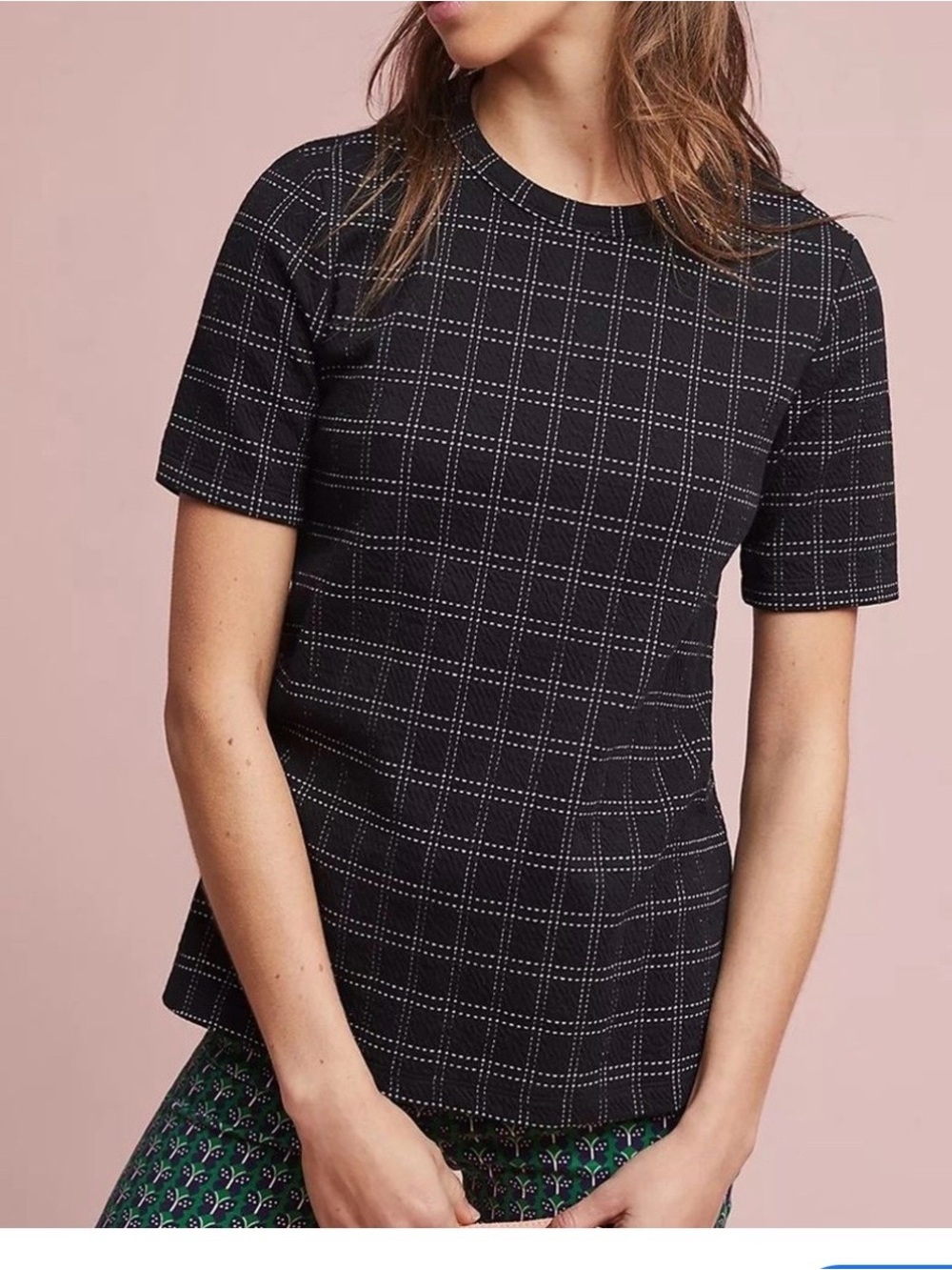 Anthropologie black structured short sleeve top